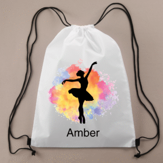 Personalised colourful ballerina drawstring bag (sunrise)