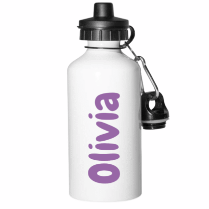 Purple name - personalised water bottle